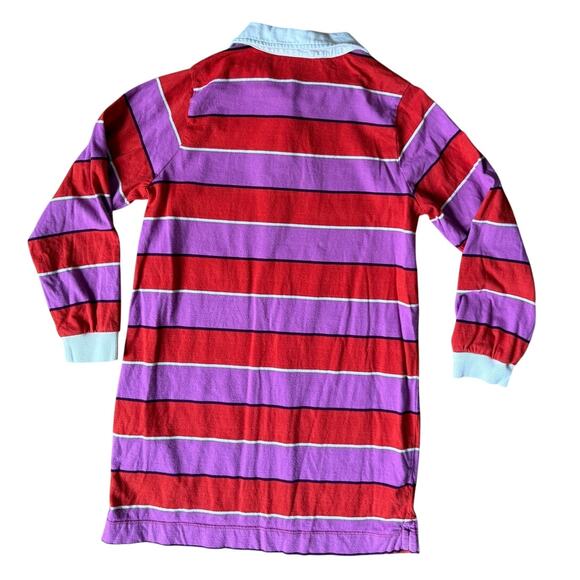 Hanna Andersson Girls Purple & Red Striped Polo Dress Size 8 - Picture 2 of 4